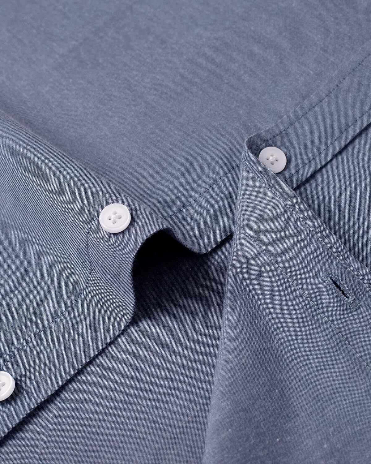 Men's Oxford Button-Down Long Sleeve Work Casual Shirt with Pocket - Picture 239 of 241