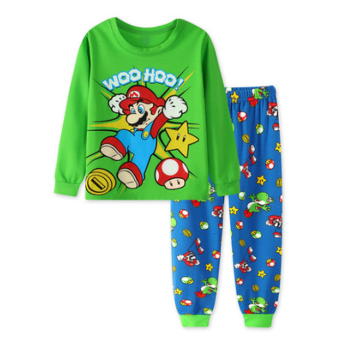 Kids Boys Girls Mario Shawn The Sheep Pyjamas Long Sleeve T-Shirt Shorts Pjs Set
