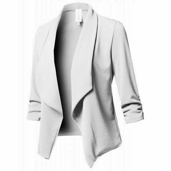 Tuta donna risvolto donna blazer da lavoro giacca ufficio pieghevole cappotto taglia superiore - Foto 13 di 22
