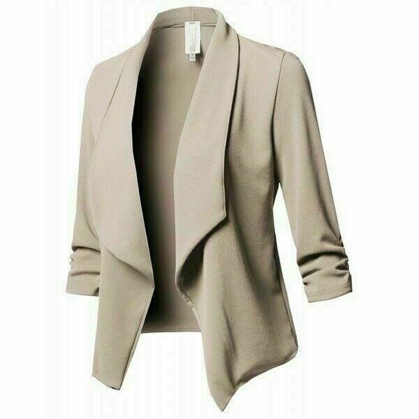Tuta donna risvolto donna blazer da lavoro giacca ufficio pieghevole cappotto taglia superiore - Foto 14 di 22