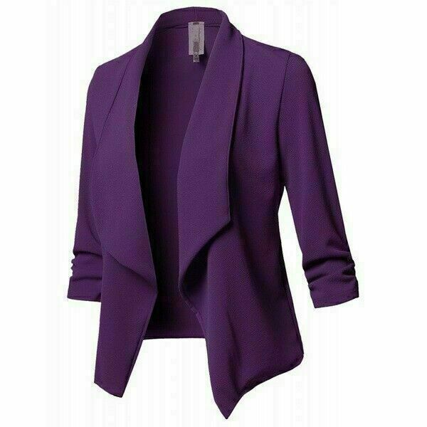 Tuta donna risvolto donna blazer da lavoro giacca ufficio pieghevole cappotto taglia superiore - Foto 16 di 22