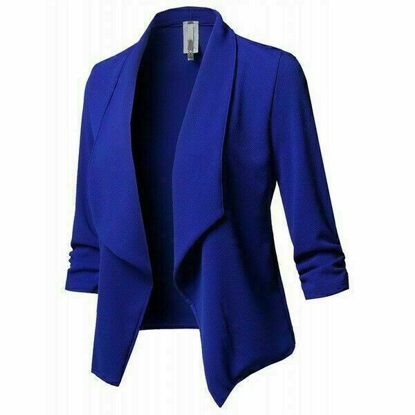Tuta donna risvolto donna blazer da lavoro giacca ufficio pieghevole cappotto taglia superiore - Foto 19 di 22
