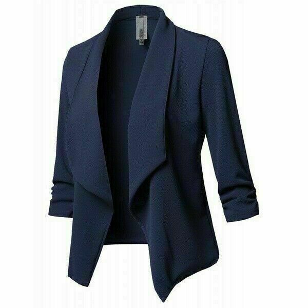 Tuta donna risvolto donna blazer da lavoro giacca ufficio pieghevole cappotto taglia superiore - Foto 20 di 22