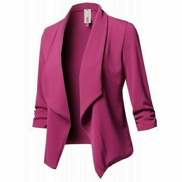 Tuta donna risvolto donna blazer da lavoro giacca ufficio pieghevole cappotto taglia superiore - Foto 21 di 22