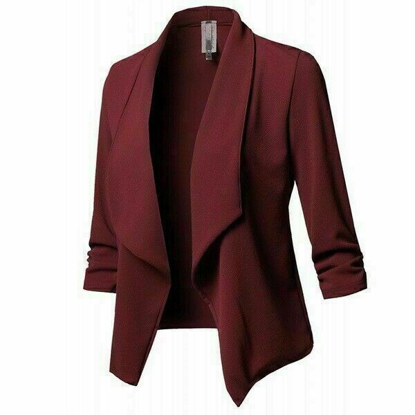 Tuta donna risvolto donna blazer da lavoro giacca ufficio pieghevole cappotto taglia superiore - Foto 22 di 22