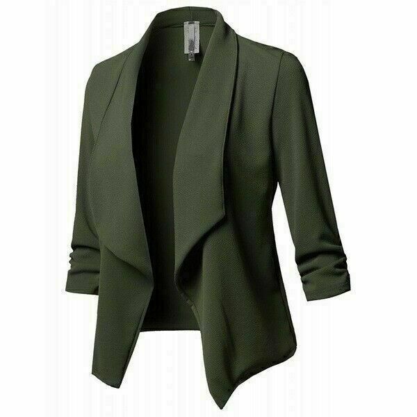 Tuta donna risvolto donna blazer da lavoro giacca ufficio pieghevole cappotto taglia superiore - Foto 17 di 22