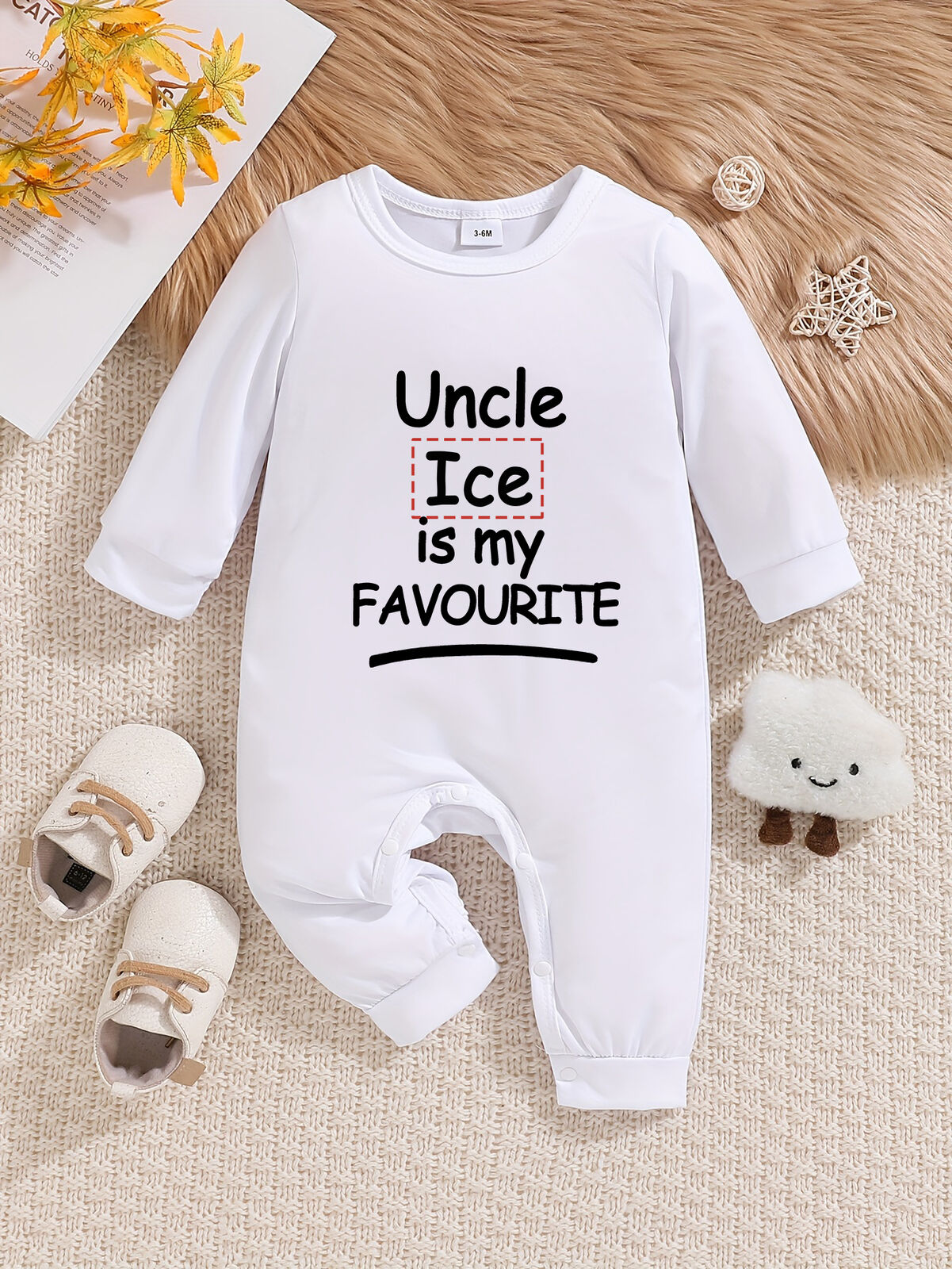 Custom Personalised Design Baby Romper Suit Newborn Long Sleeve Outfit White