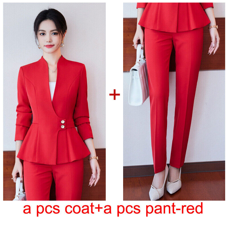 Neu Mode Büro Arbeitskleidung Hosen Sets 2 Stück Business Elegant Blazer Anzüge - Bild 18 von 23