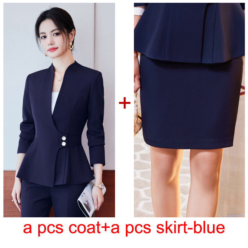 Neu Mode Büro Arbeitskleidung Hosen Sets 2 Stück Business Elegant Blazer Anzüge - Bild 21 von 23