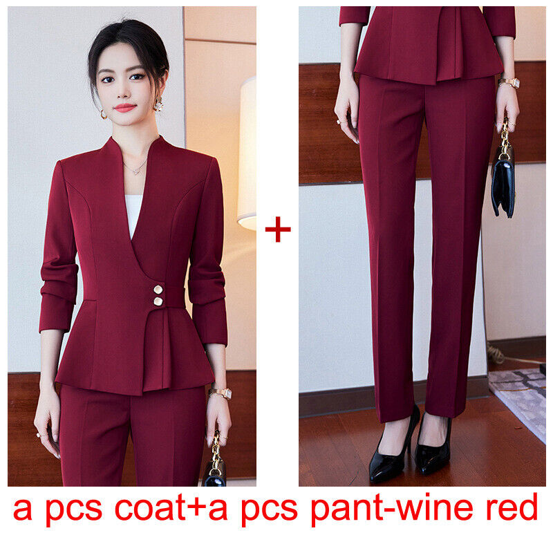 Neu Mode Büro Arbeitskleidung Hosen Sets 2 Stück Business Elegant Blazer Anzüge - Bild 19 von 23