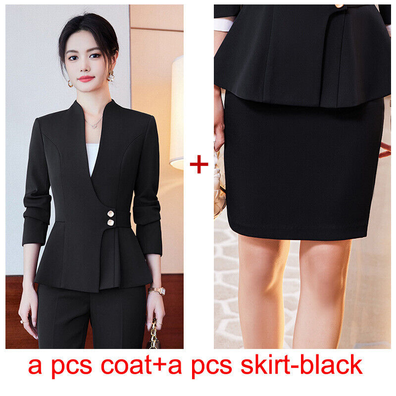 Neu Mode Büro Arbeitskleidung Hosen Sets 2 Stück Business Elegant Blazer Anzüge - Bild 20 von 23