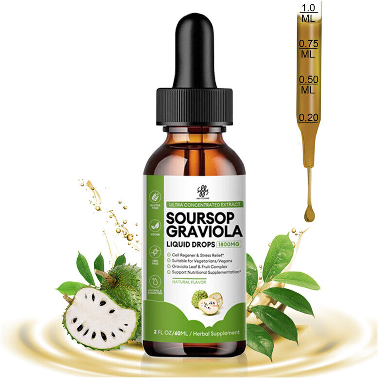 Soursop Graviola Capsules /Drops 1000mg Natural Soursop Capsules Leaves fruit