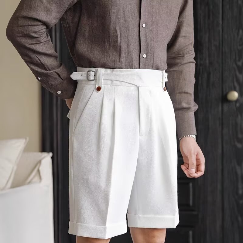 Naples Shorts Italian British Men's Adjustable Waist Retro Light Business Shorts - Picture 13 of 15