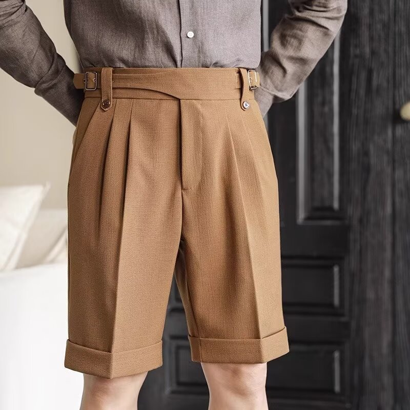 Naples Shorts Italian British Men's Adjustable Waist Retro Light Business Shorts - Picture 15 of 15