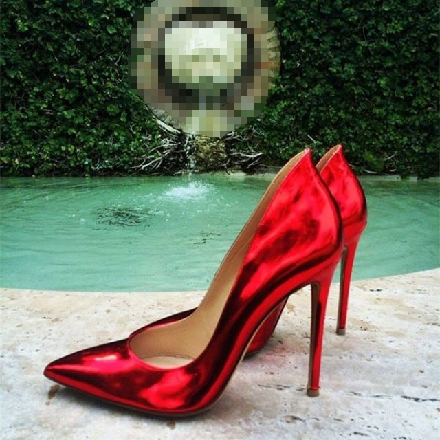Women Slip On Fashion Evening Prom Shoes 12Cm High Heel Shiny Leather Shoes Size - Picture 14 of 17