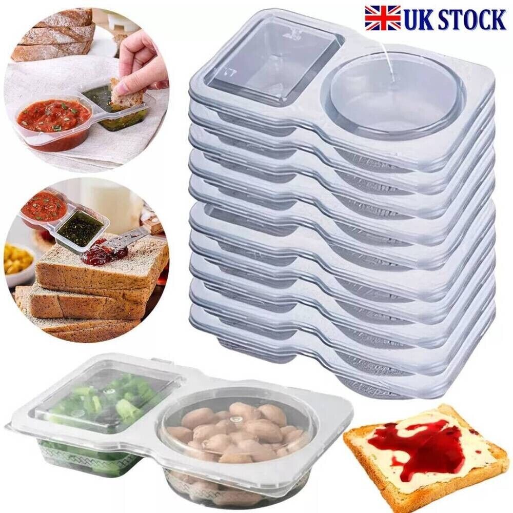 Double Compartment Condiment Container Reusable Snack Containers for Home School