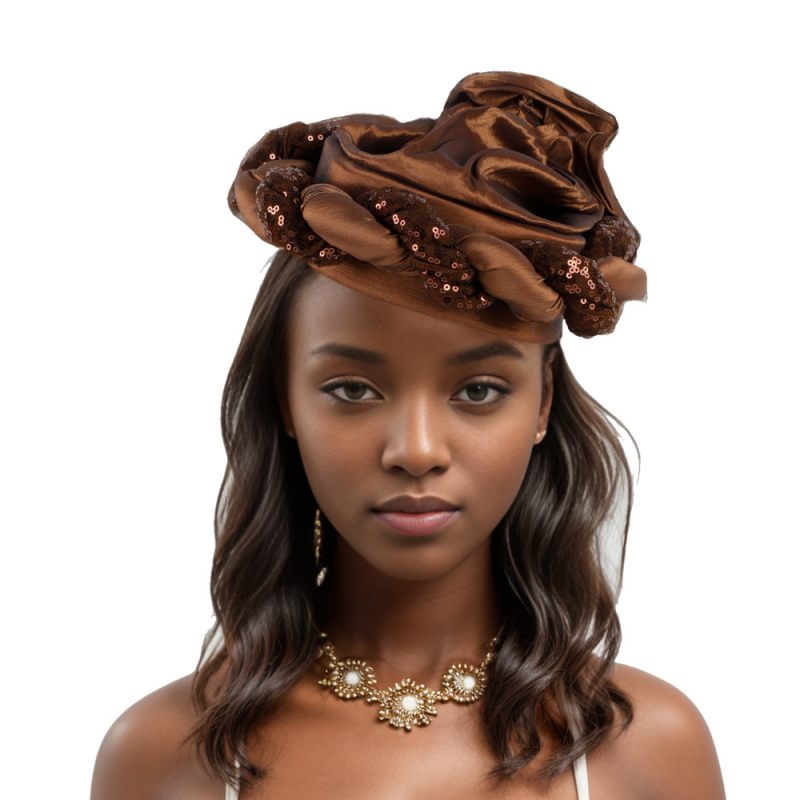 African Women Sequins Turban Hijab Braid Hat Glitter Head Wrap Bonnet Chemo Cap - Picture 24 of 26
