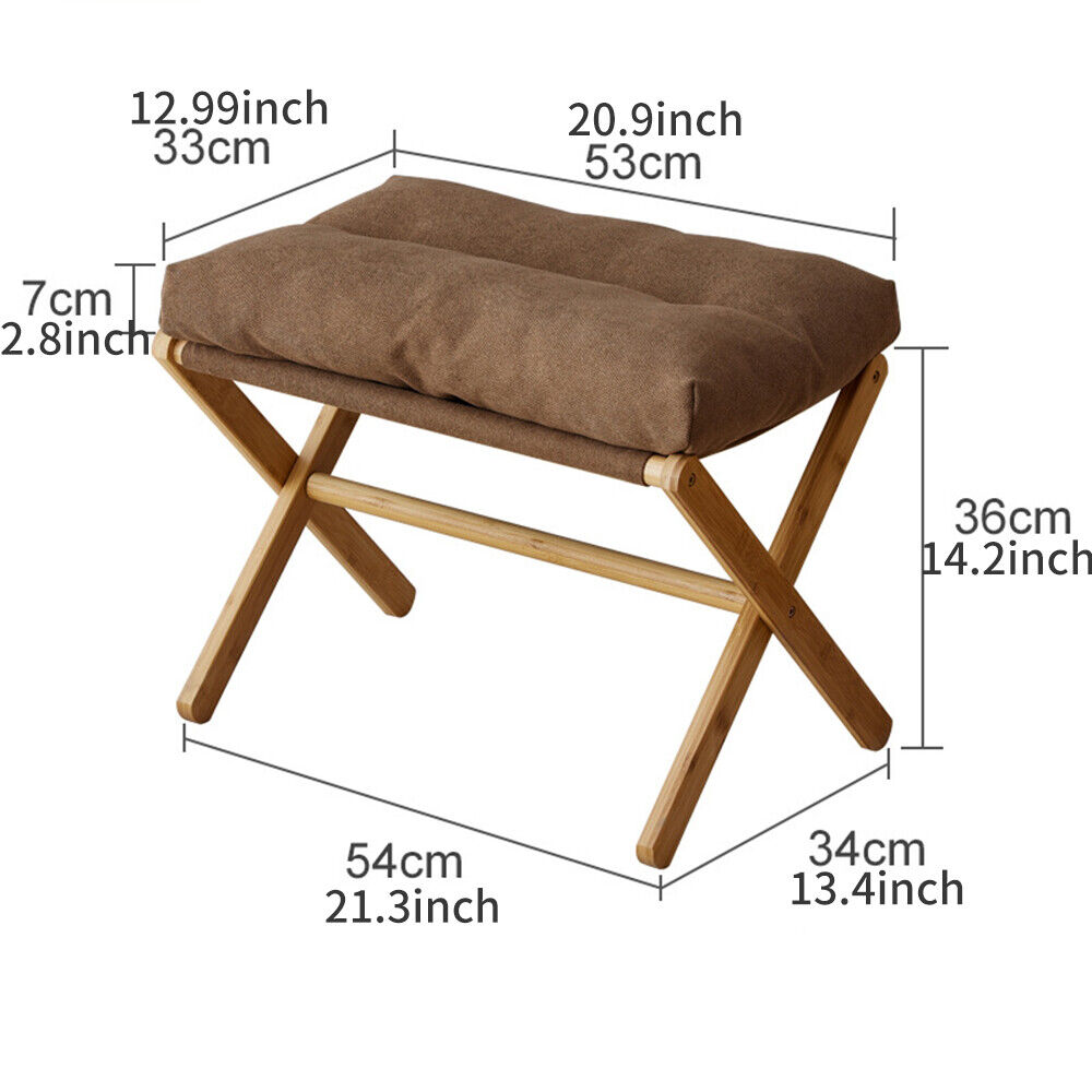 Modern Footstool Foldable Footrest Stool with Bamboo Leg & Soft Pad UK