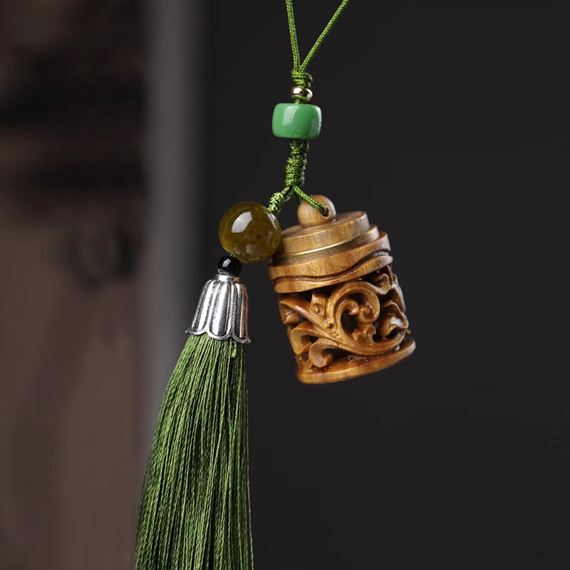 Wooden Hollow Carving Lotus Sandalwood Pendant Sachet Wood Carving Pendant - Picture 8 of 10