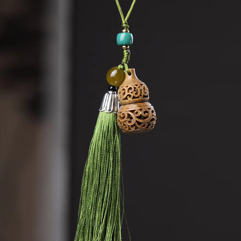 Wooden Hollow Carving Lotus Sandalwood Pendant Sachet Wood Carving Pendant - Picture 10 of 10
