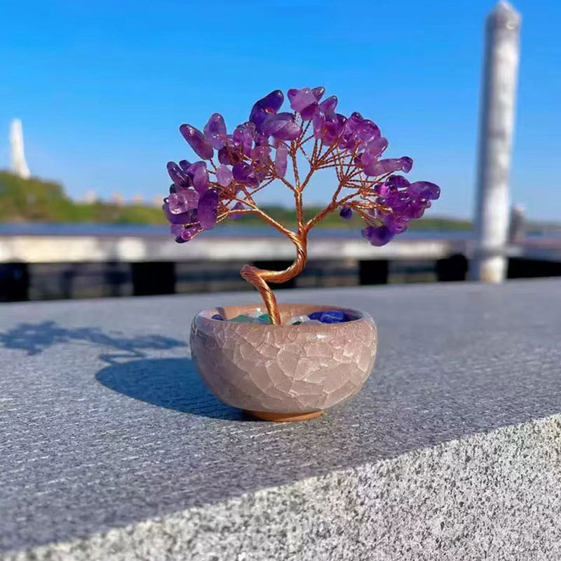 10 cm Feng Shui Dekoration Kristall Reichtum Baumschmuck Handarbeit Basteln - Bild 6 von 9