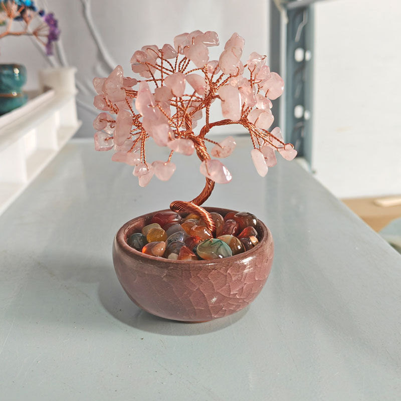 10 cm Feng Shui Dekoration Kristall Reichtum Baumschmuck Handarbeit Basteln - Bild 8 von 9