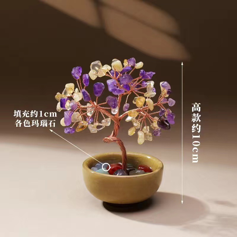 10 cm Feng Shui Dekoration Kristall Reichtum Baumschmuck Handarbeit Basteln - Bild 9 von 9