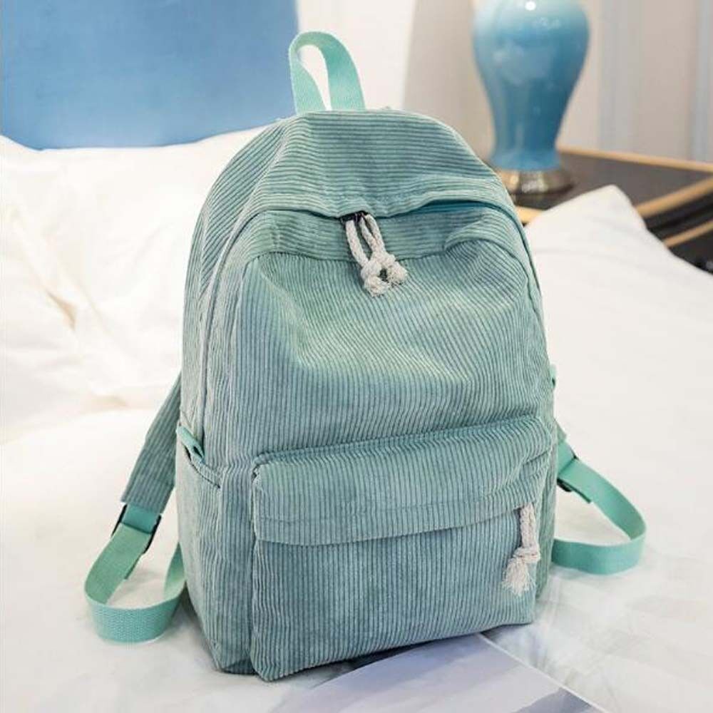 Boho Velvet Corduroy Backpack Women Lady Pure Color Travel School Office Bag New