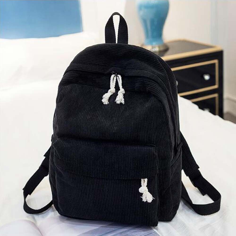 Boho Velvet Corduroy Backpack Women Lady Pure Color Travel School Office Bag New