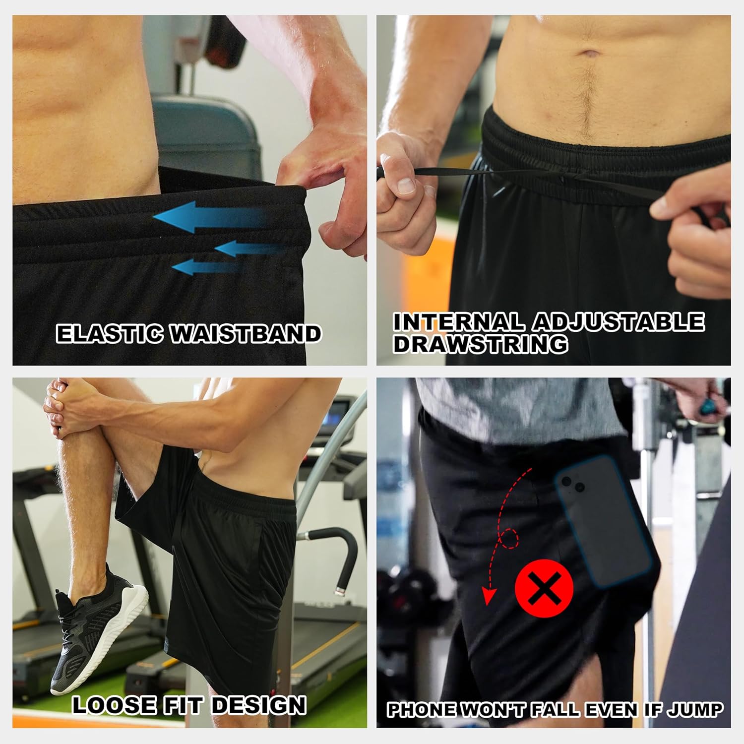 Sportshorts für Herren mit Taschen und Gummibund schnelltrocknend Activewear - Bild 25 von 83