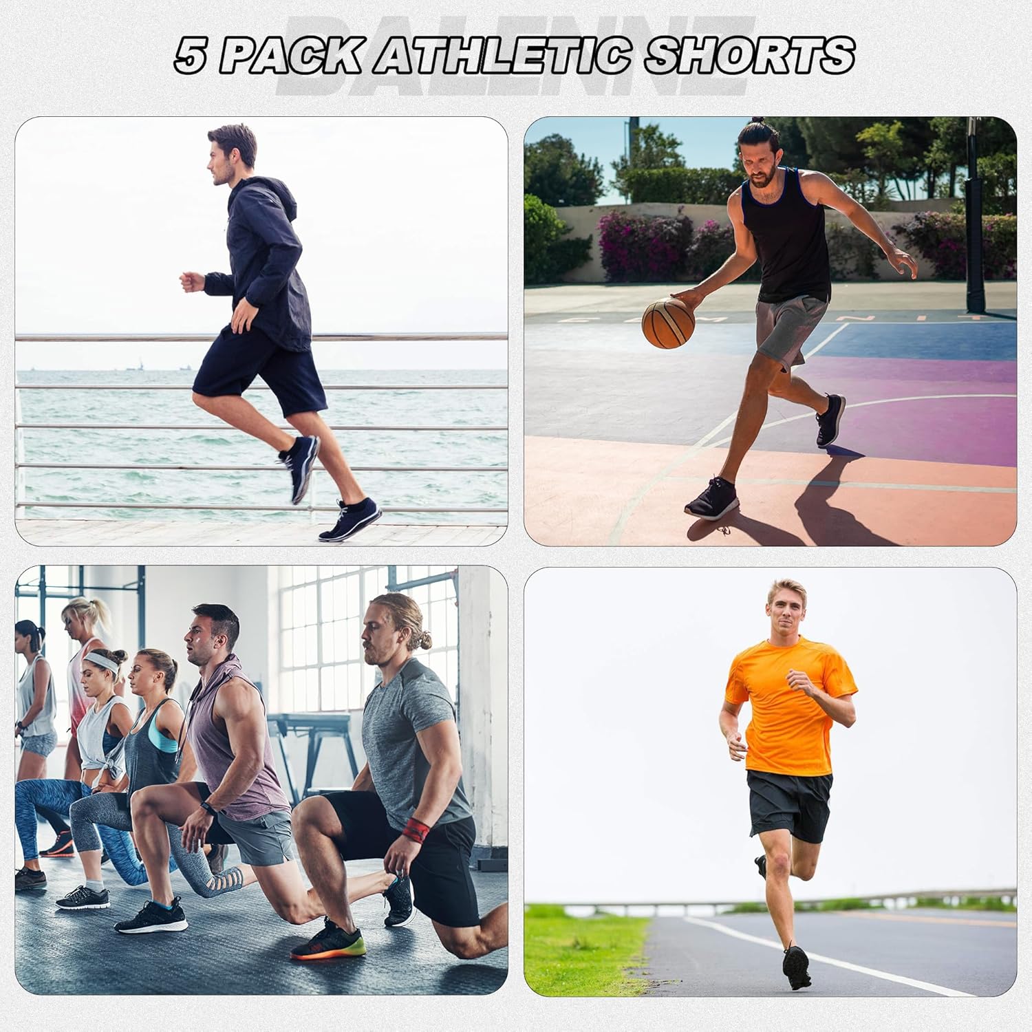 Sportshorts für Herren mit Taschen und Gummibund schnelltrocknend Activewear - Bild 27 von 83