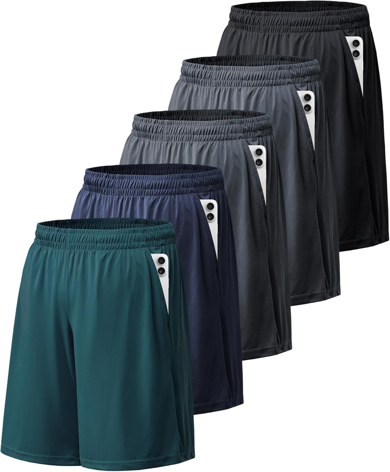 Sportshorts für Herren mit Taschen und Gummibund schnelltrocknend Activewear - Bild 28 von 83