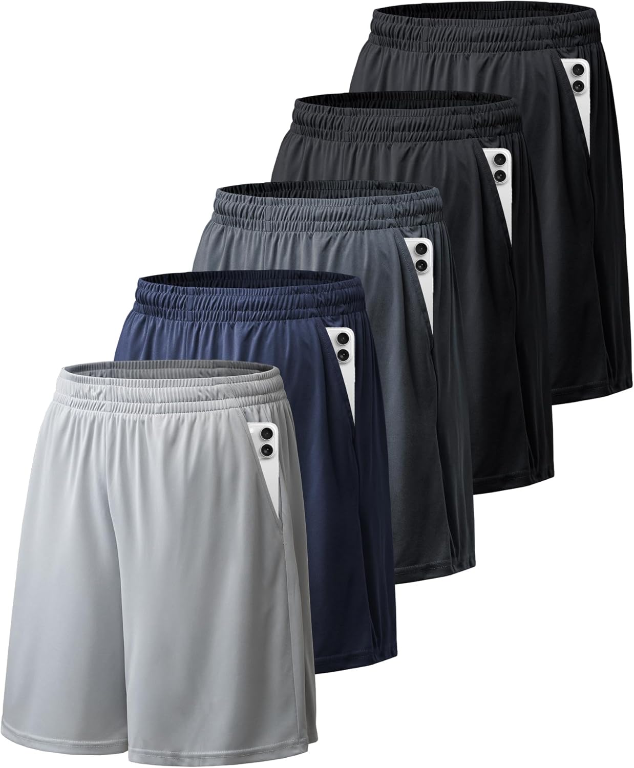 Sportshorts für Herren mit Taschen und Gummibund schnelltrocknend Activewear - Bild 31 von 83