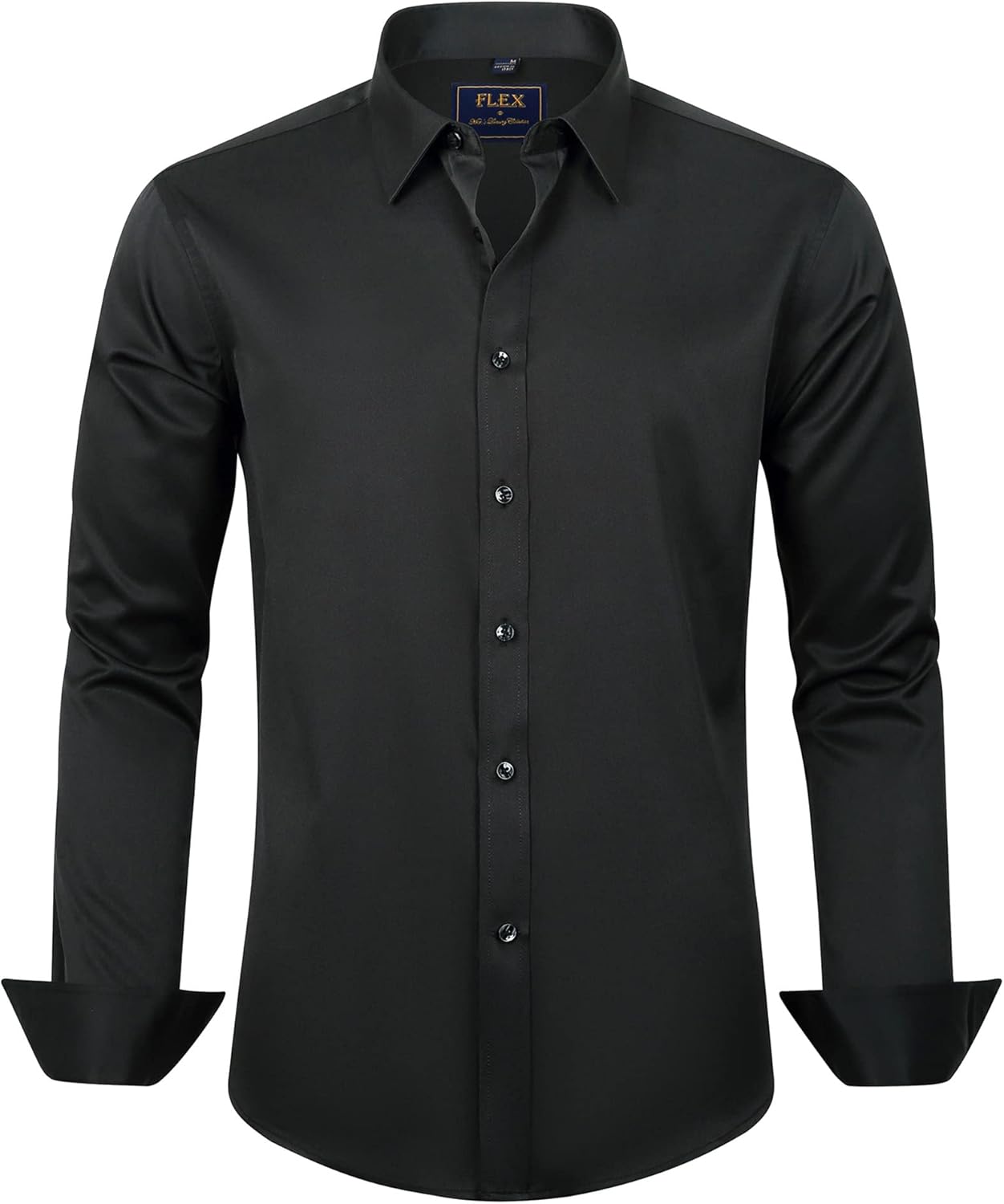 Men's Shirts Solid Long Sleeve Stretch Shirt Business Casual Button Down Shirts - Picture 24 of 45