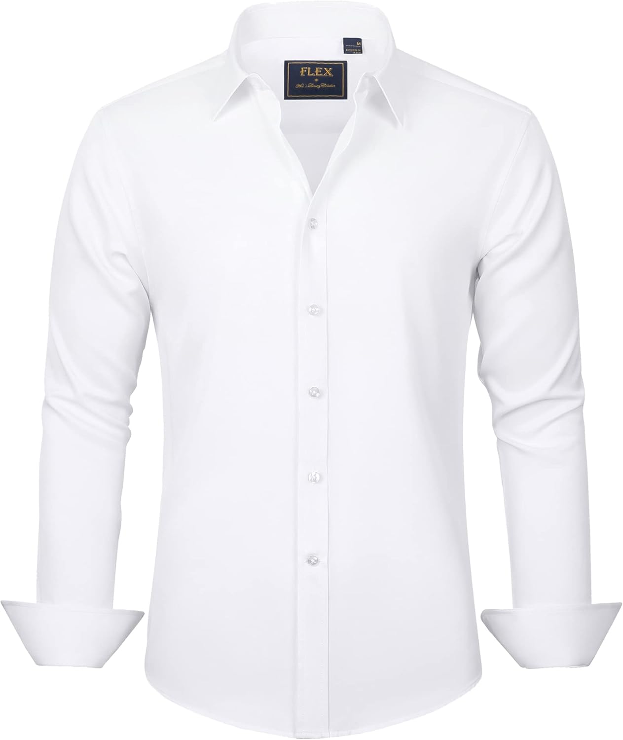 Men's Shirts Solid Long Sleeve Stretch Shirt Business Casual Button Down Shirts - Picture 29 of 45