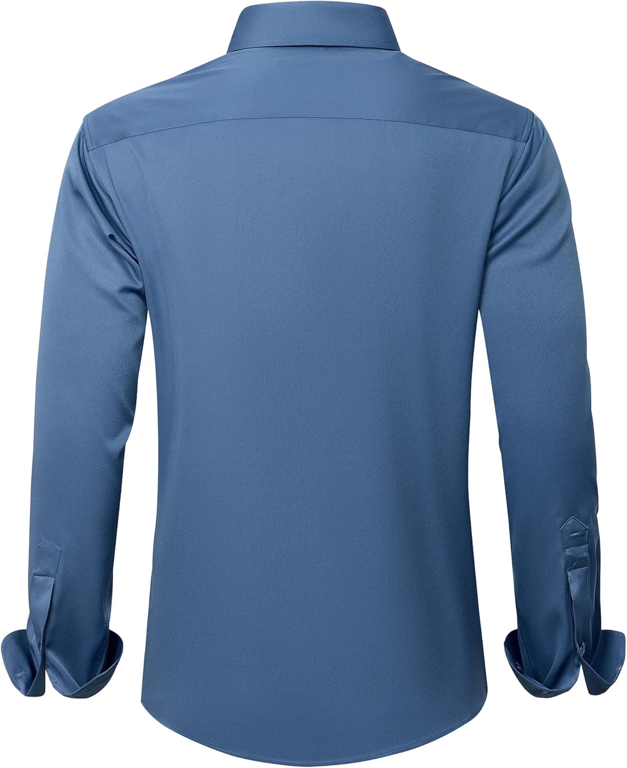 Men's Shirts Solid Long Sleeve Stretch Shirt Business Casual Button Down Shirts - Picture 35 of 45