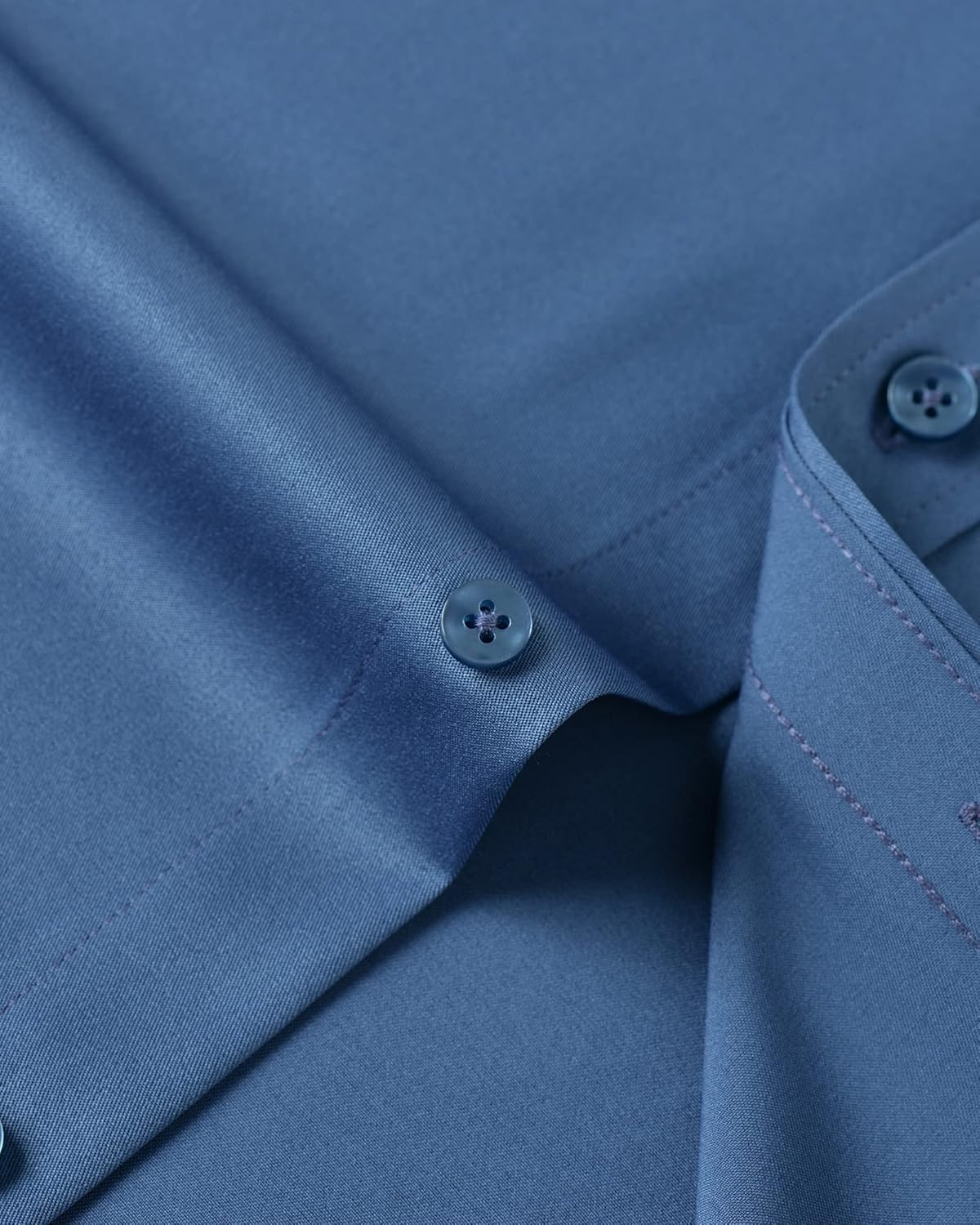 Men's Shirts Solid Long Sleeve Stretch Shirt Business Casual Button Down Shirts - Picture 39 of 45