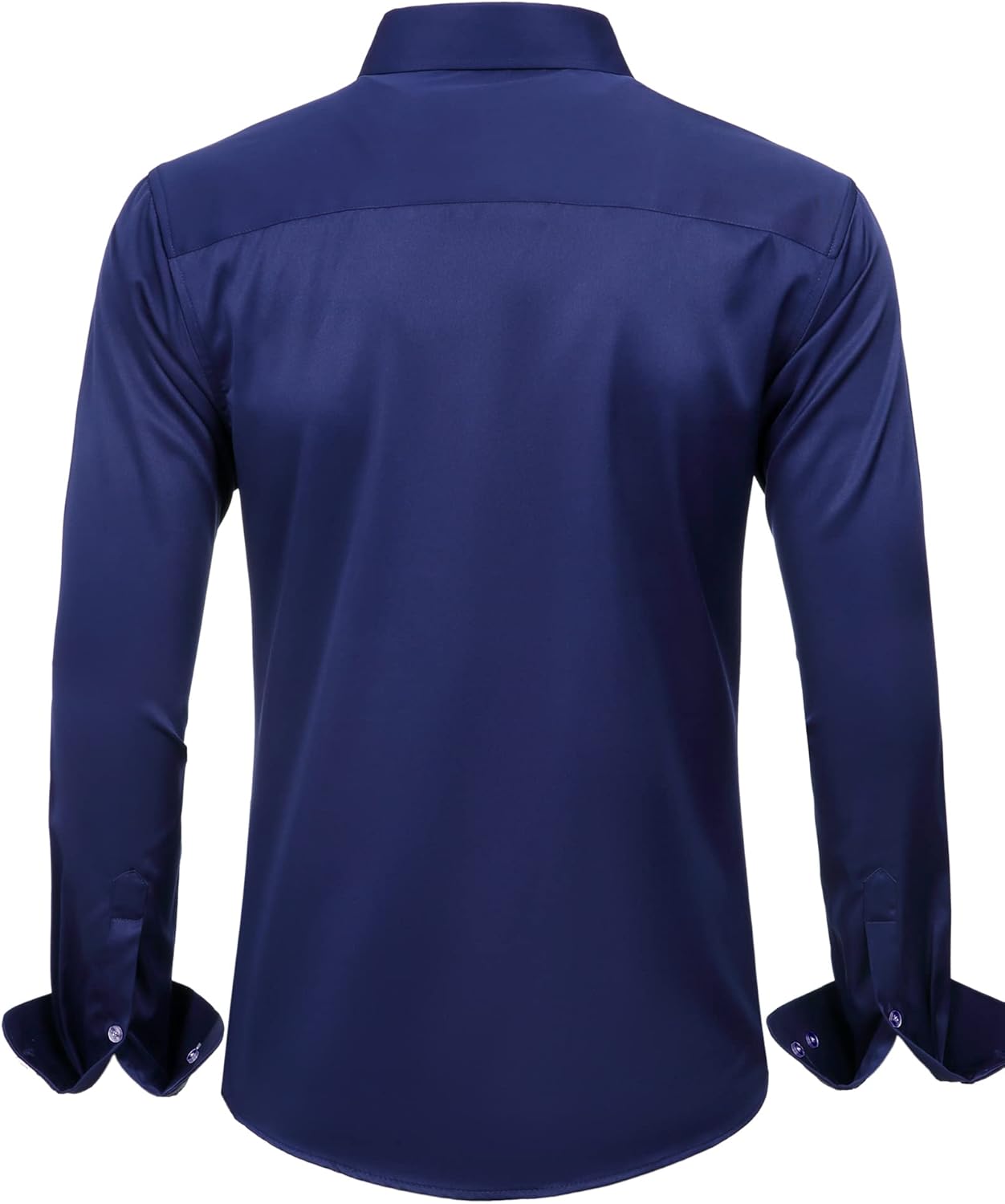 Men's Shirts Solid Long Sleeve Stretch Shirt Business Casual Button Down Shirts - Picture 41 of 45