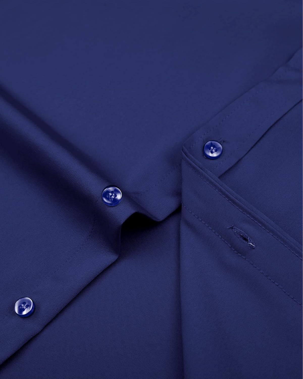 Men's Shirts Solid Long Sleeve Stretch Shirt Business Casual Button Down Shirts - Picture 45 of 45