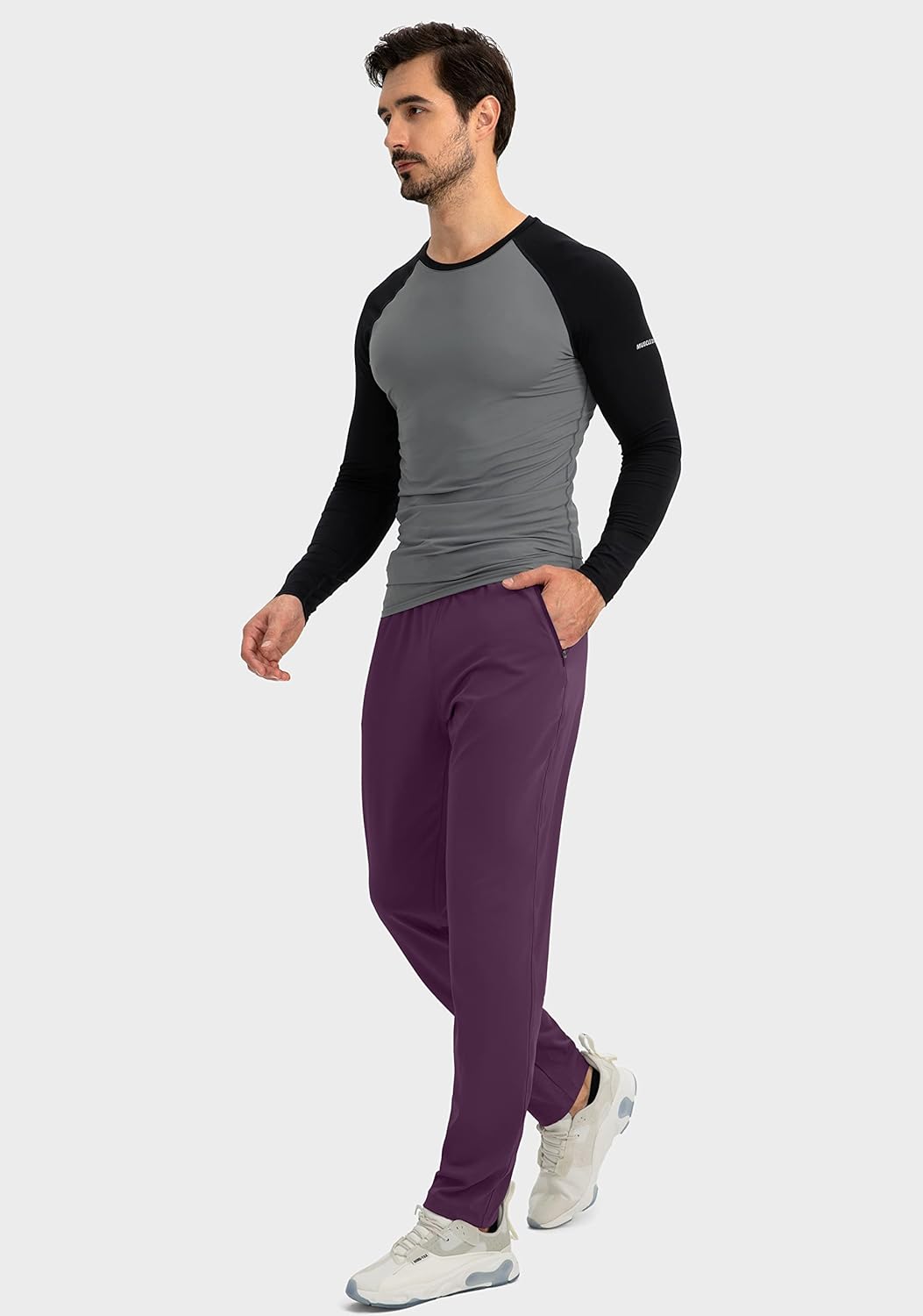 Herren Jogginghose mit Reißverschlusstaschen Tapered Joggers Sporthose für Training - Bild 31 von 133
