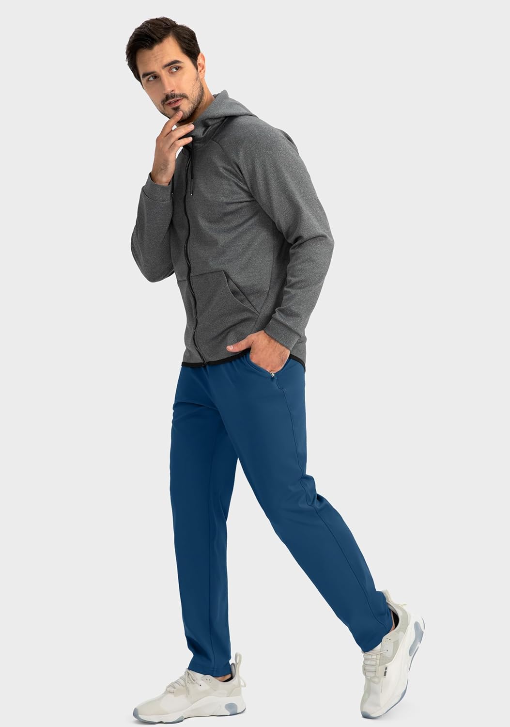 Herren Jogginghose mit Reißverschlusstaschen Tapered Joggers Sporthose für Training - Bild 37 von 133