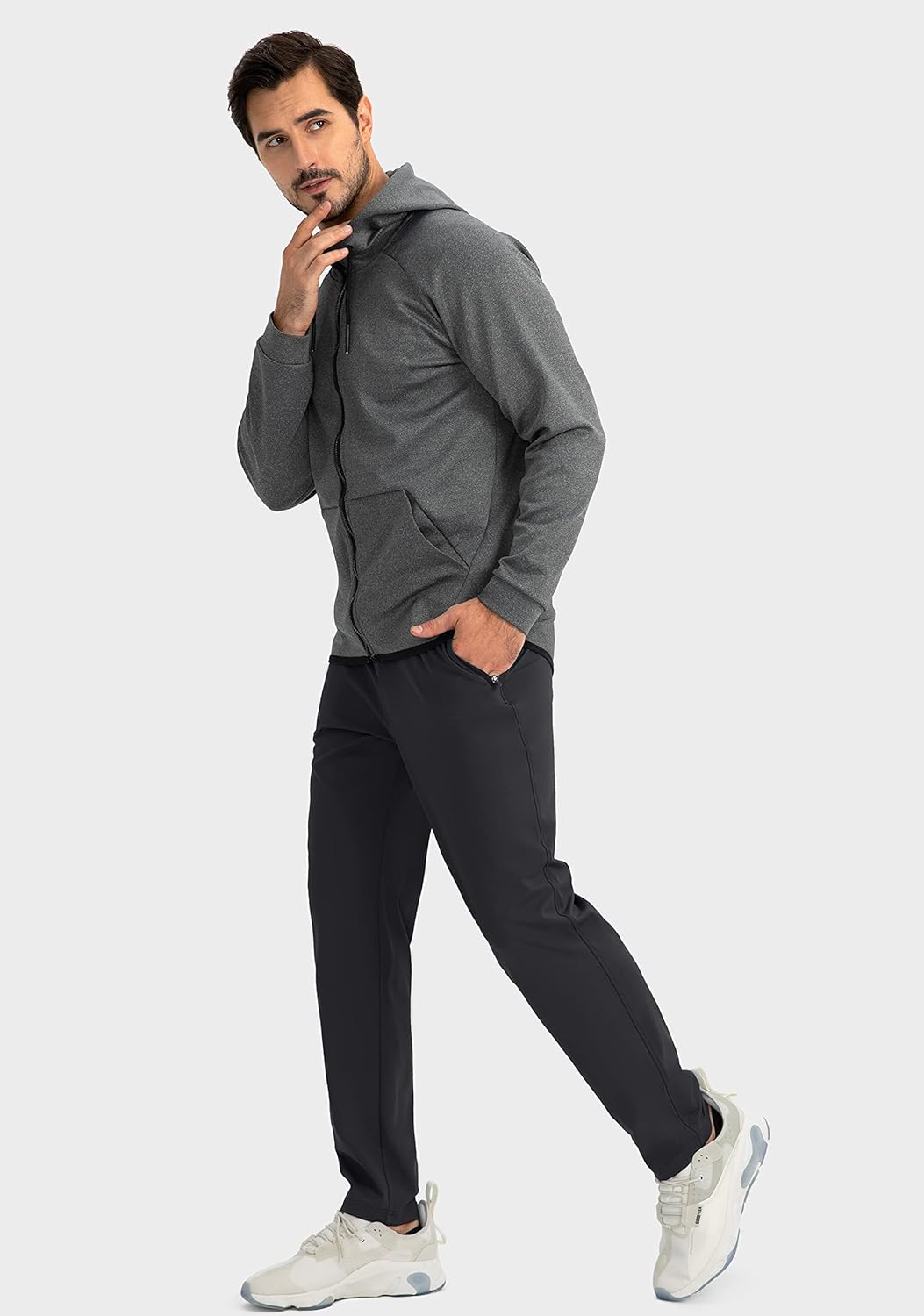 Herren Jogginghose mit Reißverschlusstaschen Tapered Joggers Sporthose für Training - Bild 55 von 133