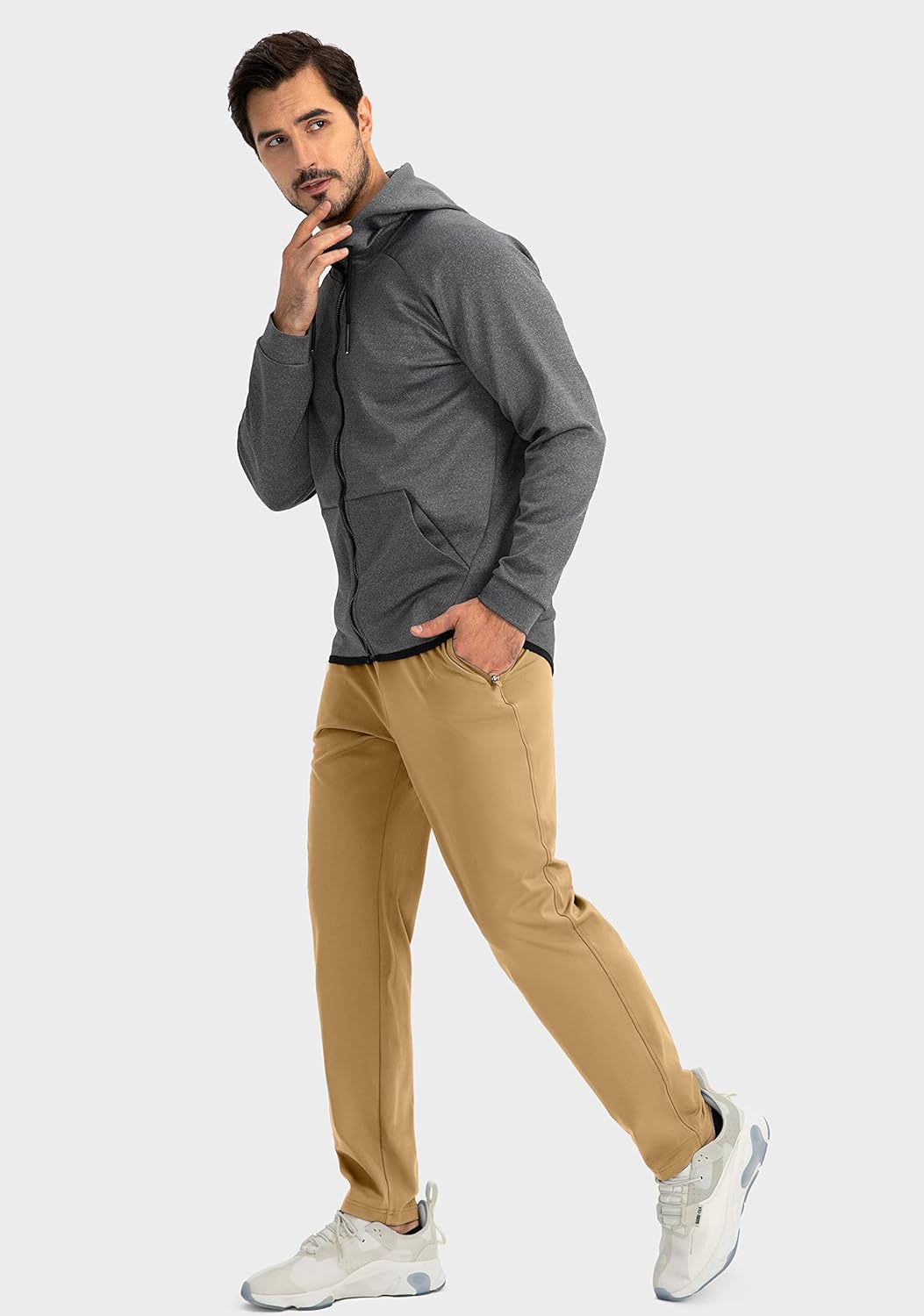 Herren Jogginghose mit Reißverschlusstaschen Tapered Joggers Sporthose für Training - Bild 67 von 133