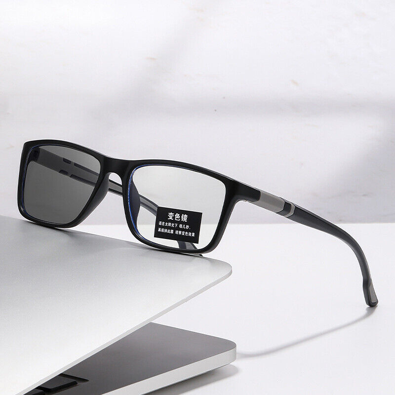 Square Anti Blue Light Photochromic Sport Reading Glasses Lightweight Sunglasses - Picture 7 of 9