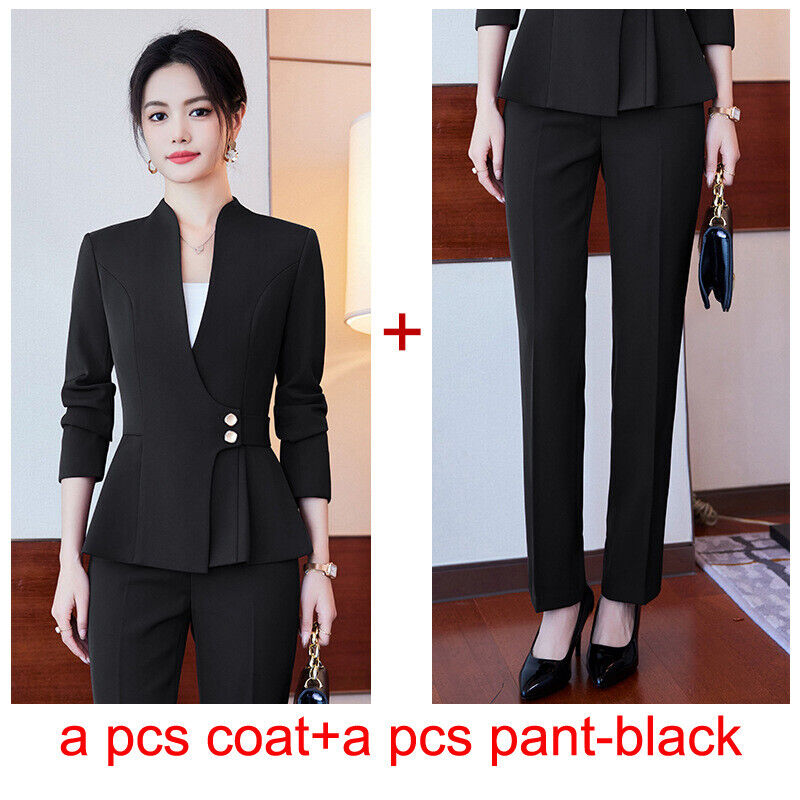 New Fashion Office Work Wear Pant Sets 2 Piece Business Elegant Blazer Suits - Picture 16 of 23