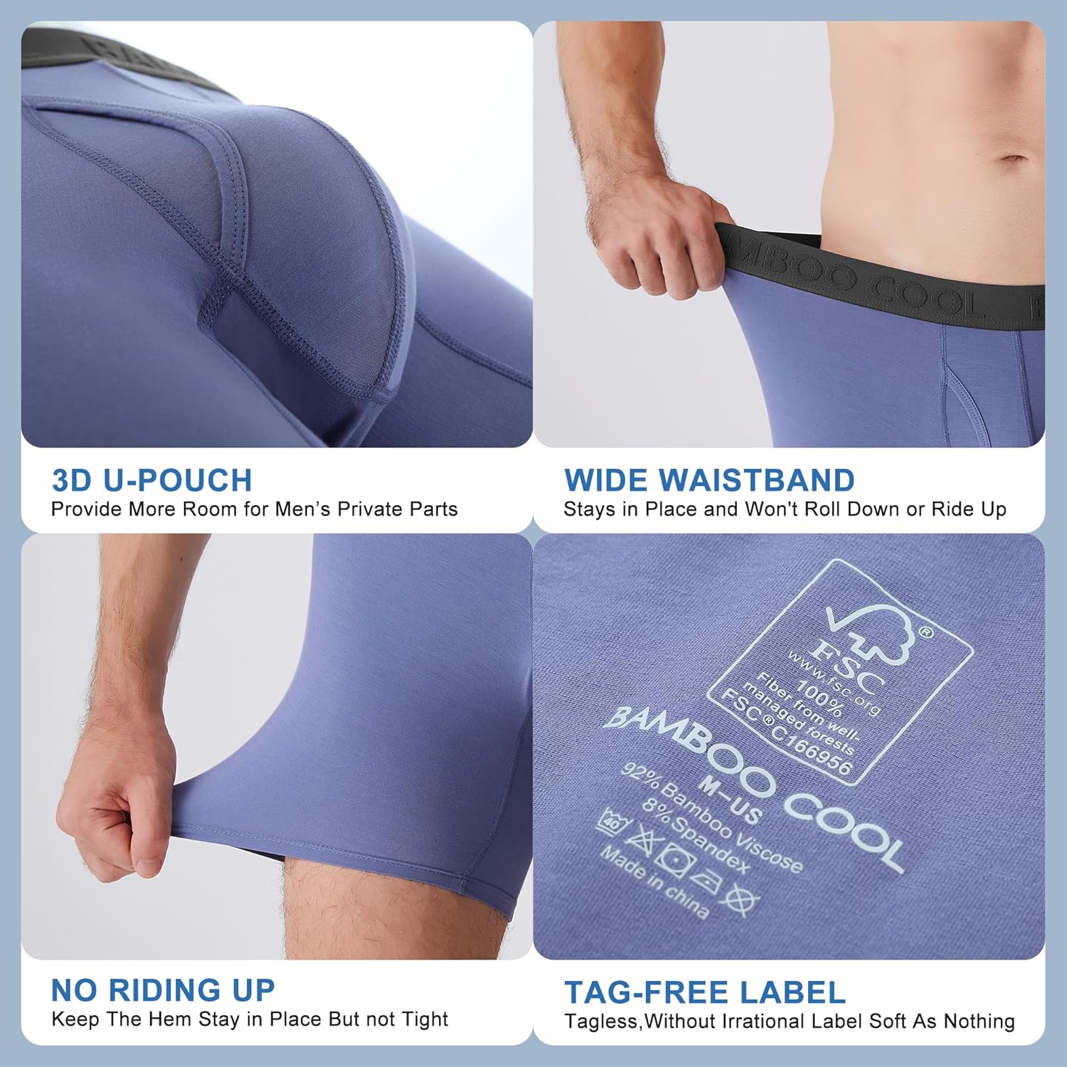 Men's Breathable Underwear,No Riding Up Boxer Briefs with Flexible Waistband - Bild 27 von 139