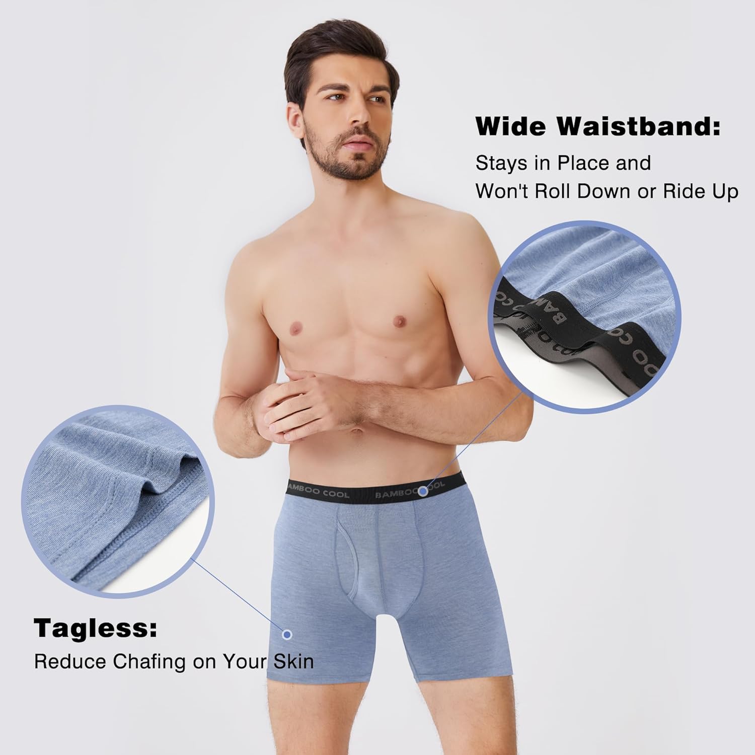 Men's Breathable Underwear,No Riding Up Boxer Briefs with Flexible Waistband - Bild 53 von 139
