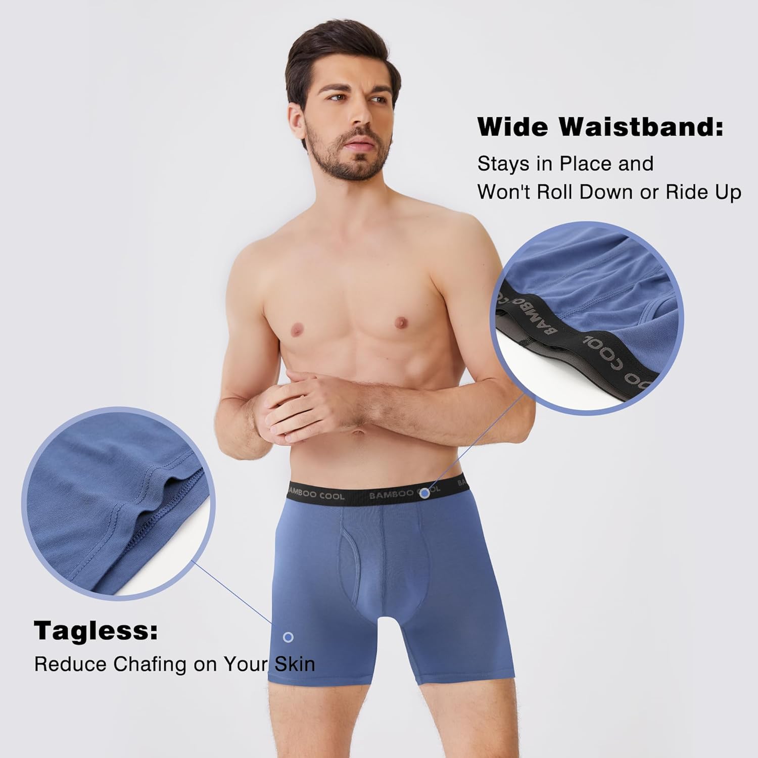 Men's Breathable Underwear,No Riding Up Boxer Briefs with Flexible Waistband - Bild 83 von 139