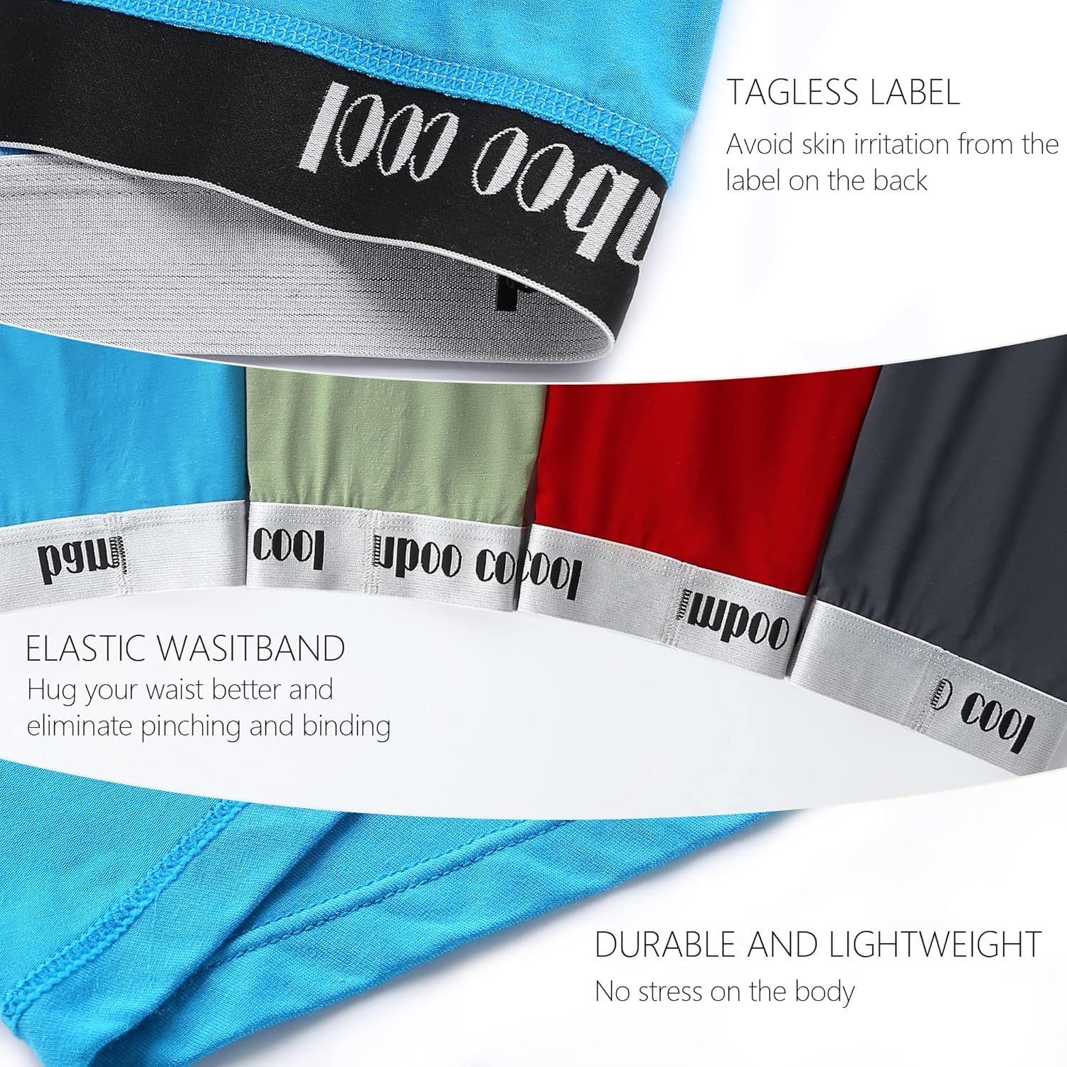 Men's Breathable Underwear,No Riding Up Boxer Briefs with Flexible Waistband - Bild 88 von 139