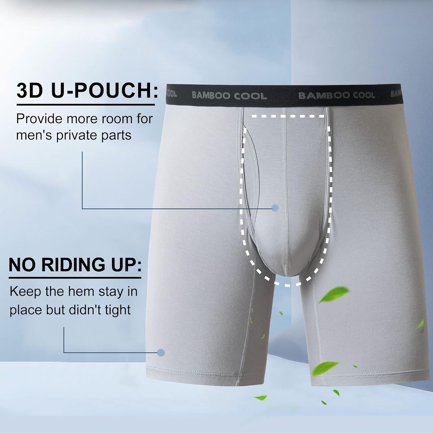 Men's Breathable Underwear,No Riding Up Boxer Briefs with Flexible Waistband - Bild 135 von 139